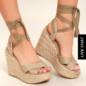 ESME NATURAL LACE-UP ESPADRILLE WEDGES